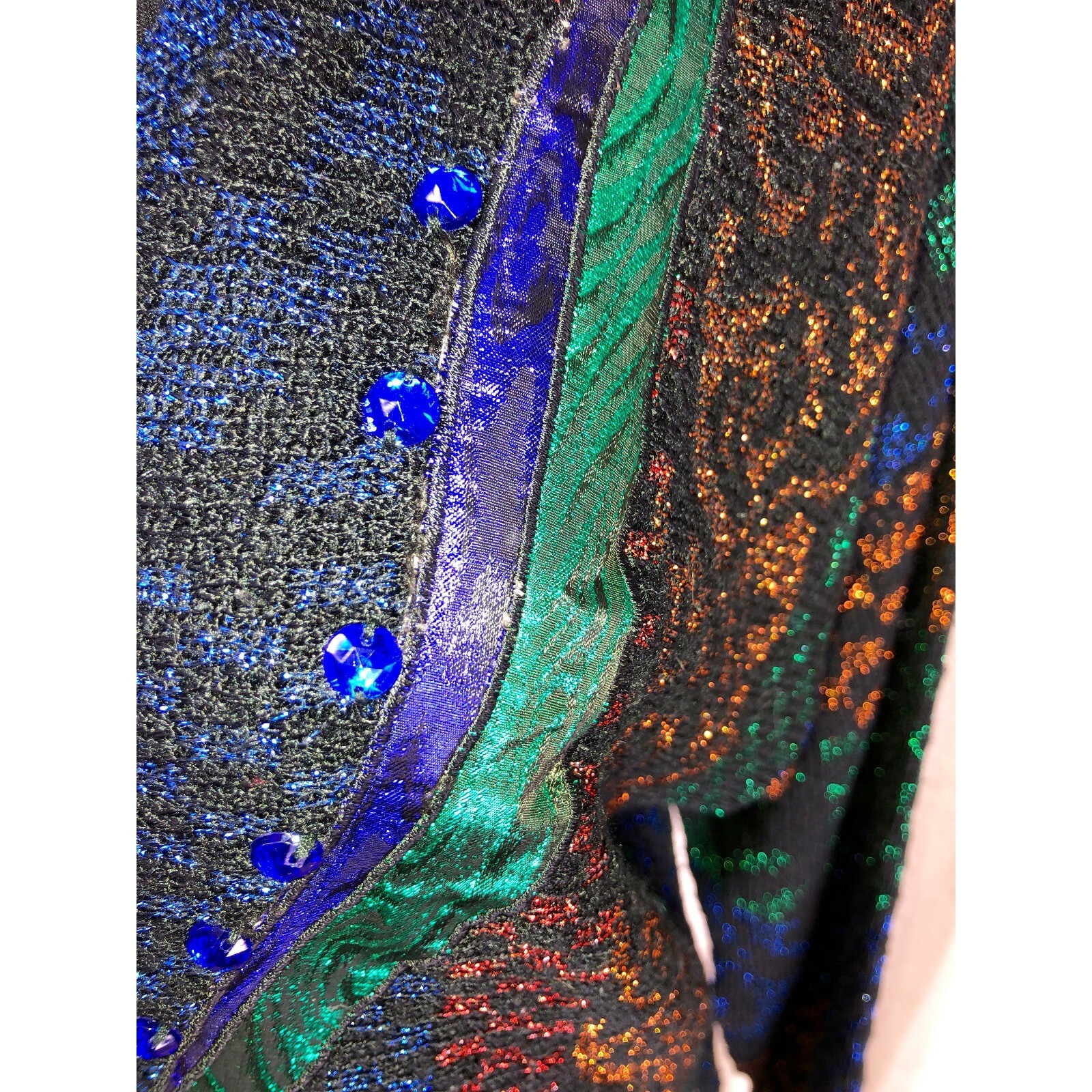 Vintage Beaded Sweater Ann Wi Black Multi-color Metallic Acrylic Beads Size M