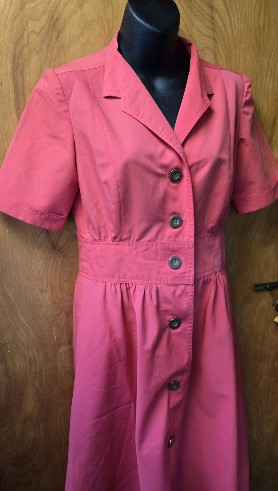 Vintage Anjac Dress Marc Needleman Coral Shirtwaist Wide Inset Waist 10 But 6ish