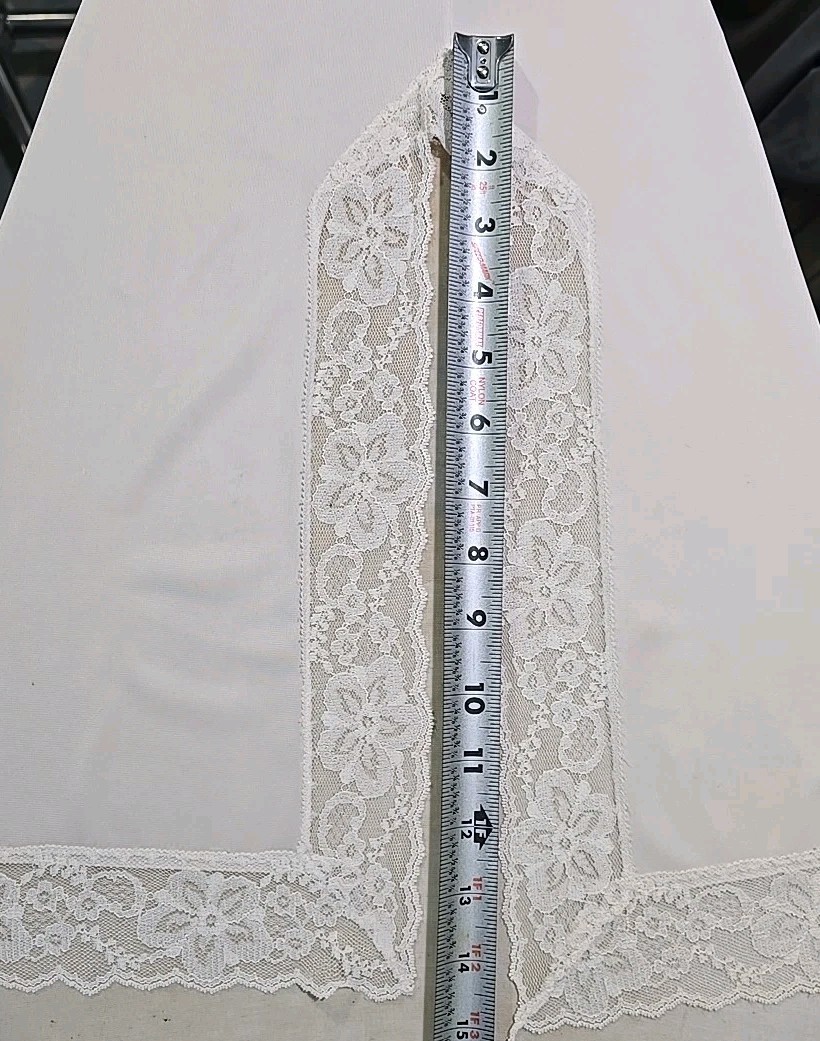 Vintage Nylon Formal Half Slip Lacy Slit Ivory Nylon Waist 24″-32″ Length 37″