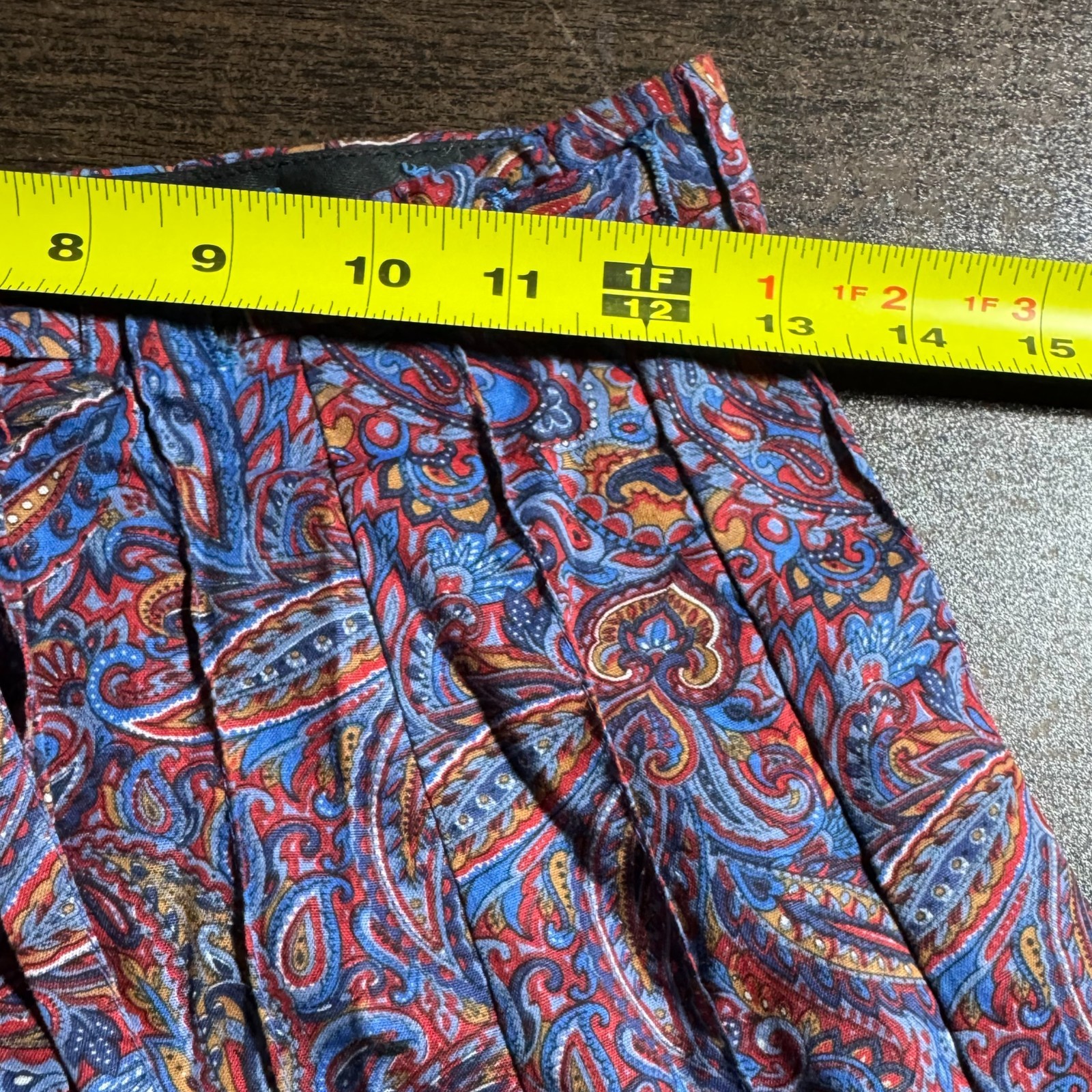 Vtg 60s Herman Geist Jewel Tone Paisley Pleated Button Up Midi Skirt Small 10