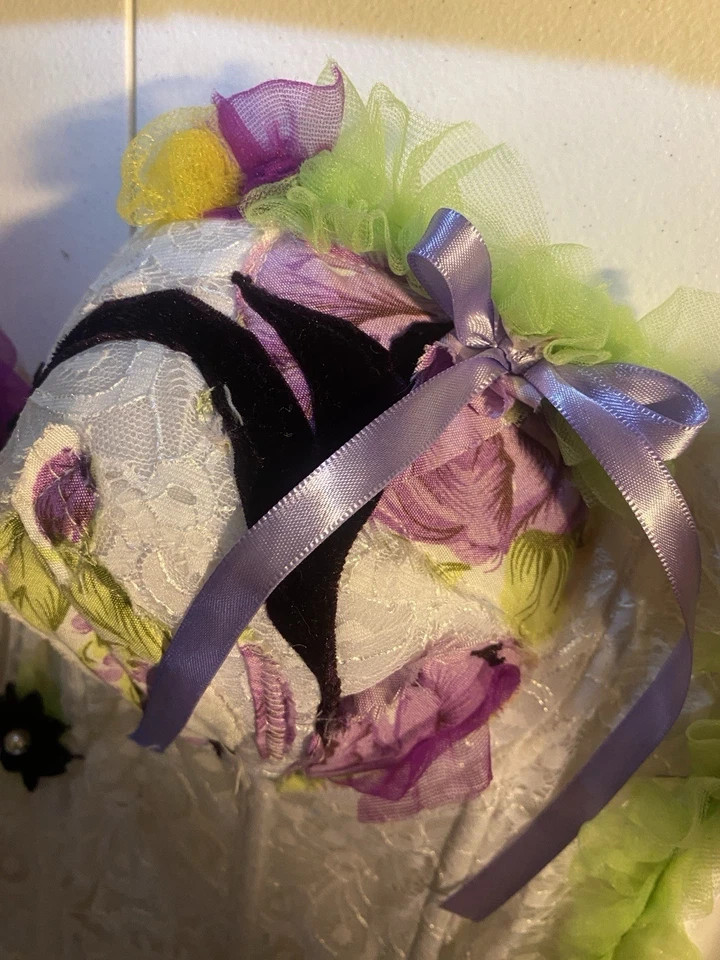 Vtg Dollcore CORSET BRA Festival BUSTIER Sissy Patchwork BOWS COACHELLA 38D