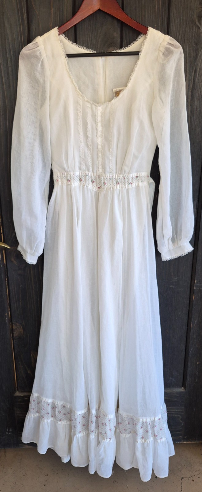 Gunne Sax Jessica McClintock Boho Cottage Core Maxi Dress Long Sleeve Ruffle 7