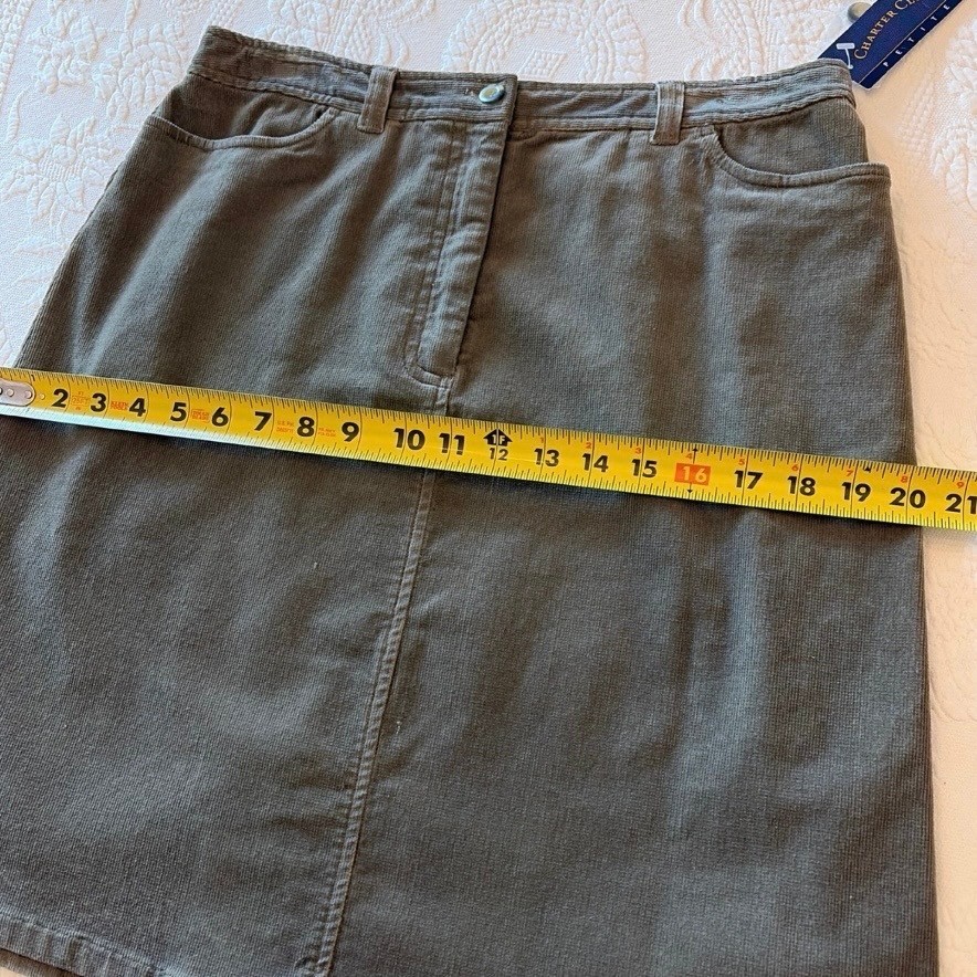 Charter Club Petite 12P Sage Corduroy Skirt Cottagecore Classic Vintage NOS NWT