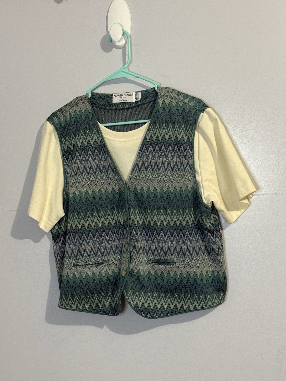 Vintage 1990s Alfred Dunner USA Womens Top/Vest Set 7362 Cottage/Grandma Core PL