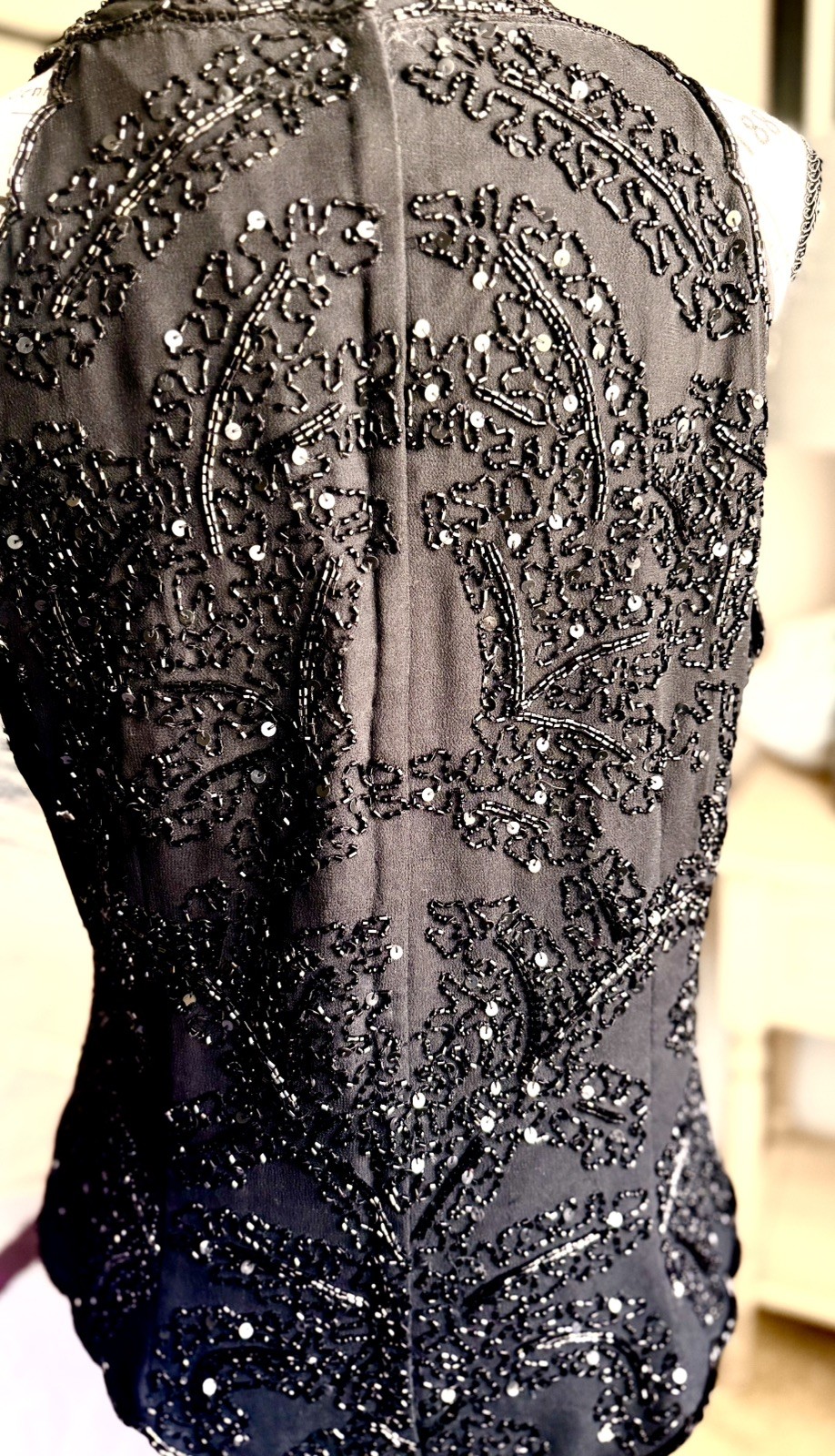 Vintage Elegant Black Beaded Firmal top, great condition Beading And Sequences.