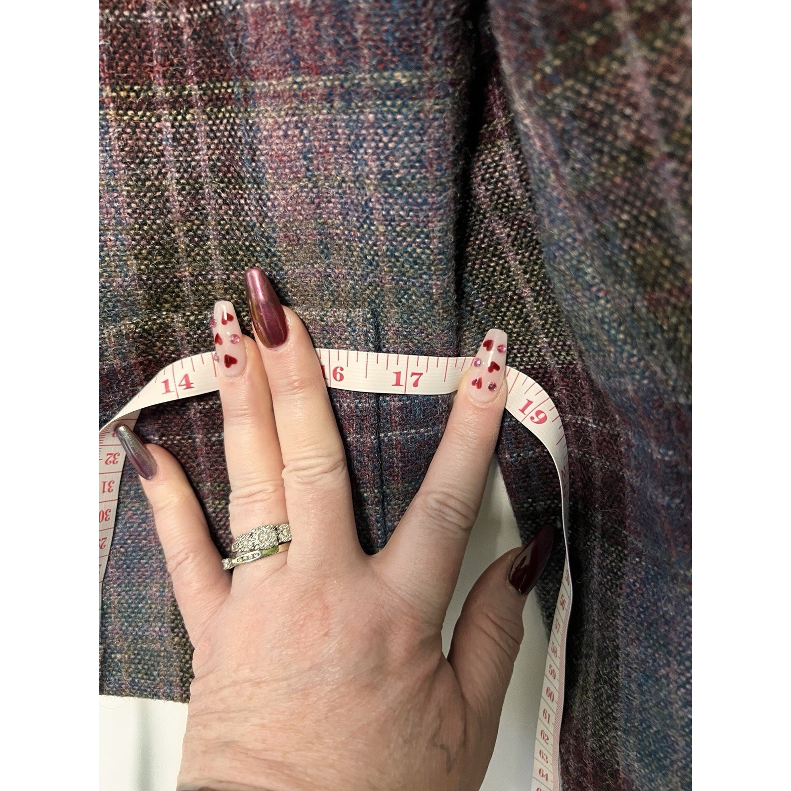 70s Purple Plaid Tweed Wool Blazer Suit Jacket Midi Skirt Size 6 Dark Academia