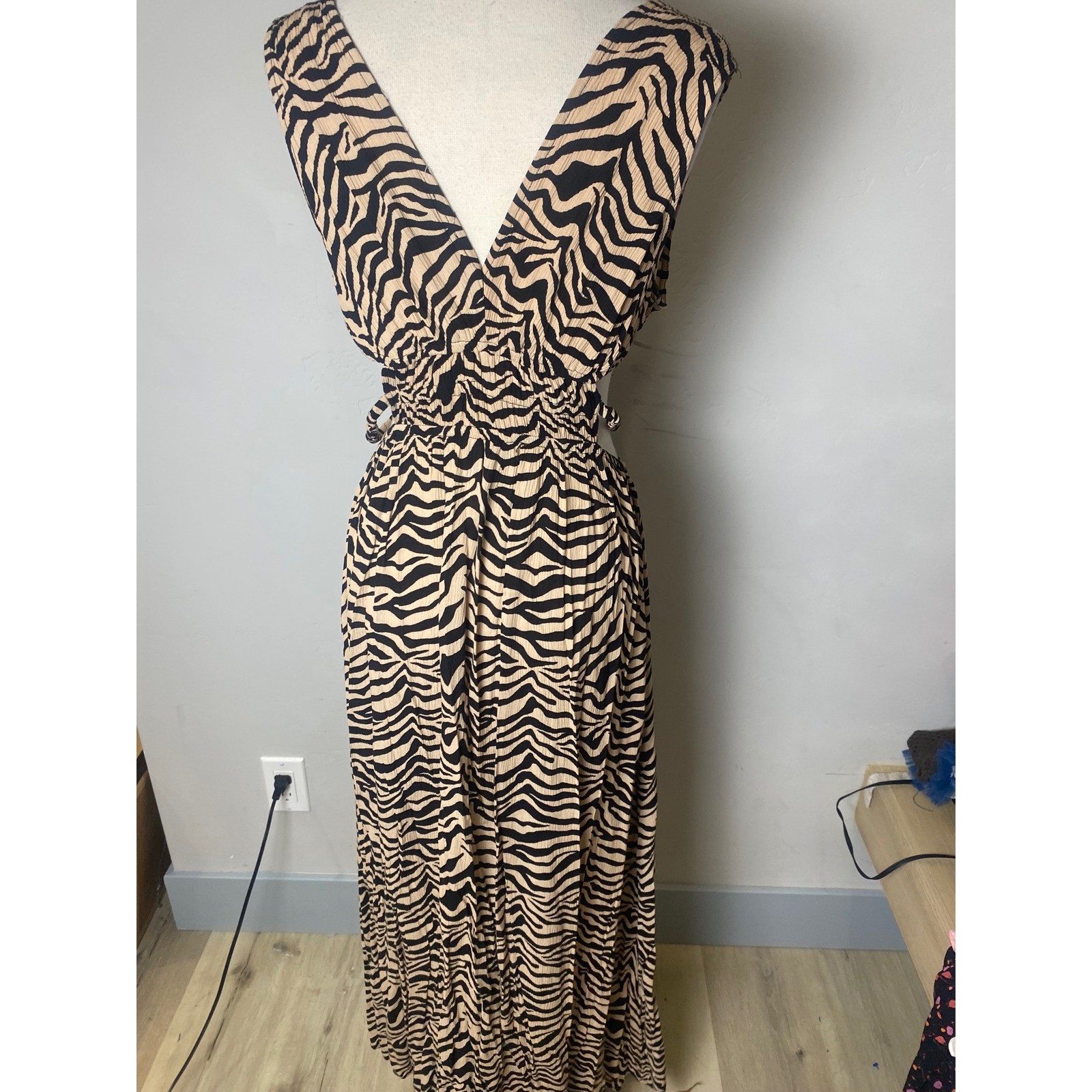 Vintage 90’s Y2K Justify Zebra Print Dress Maxi Sumdress Women’s L