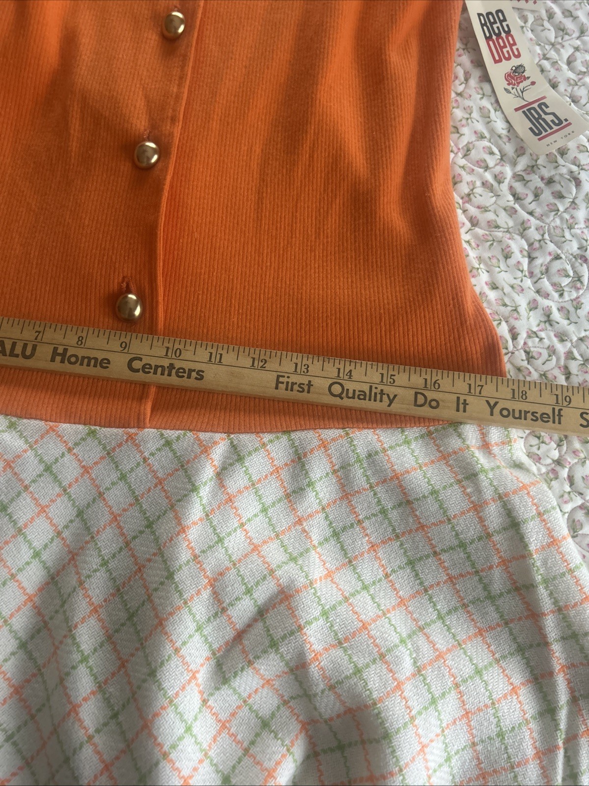 1960s vintage BeeDee JRS Shift Dress Orange And Plaid Original Paper Tags Sz 15