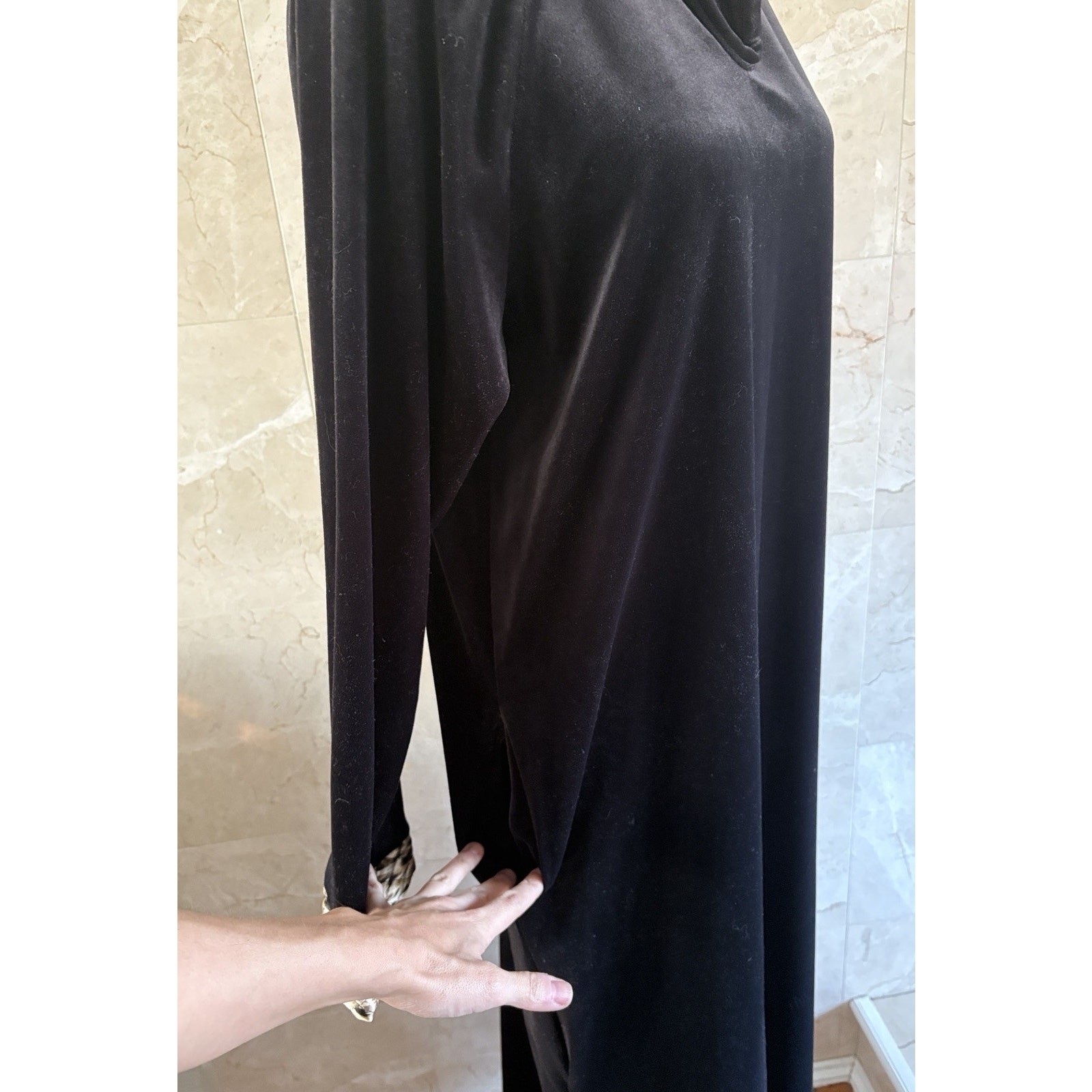 90s VTG Leopard Trim Velvet Nightgown – Medium Glam Matriarch Energy