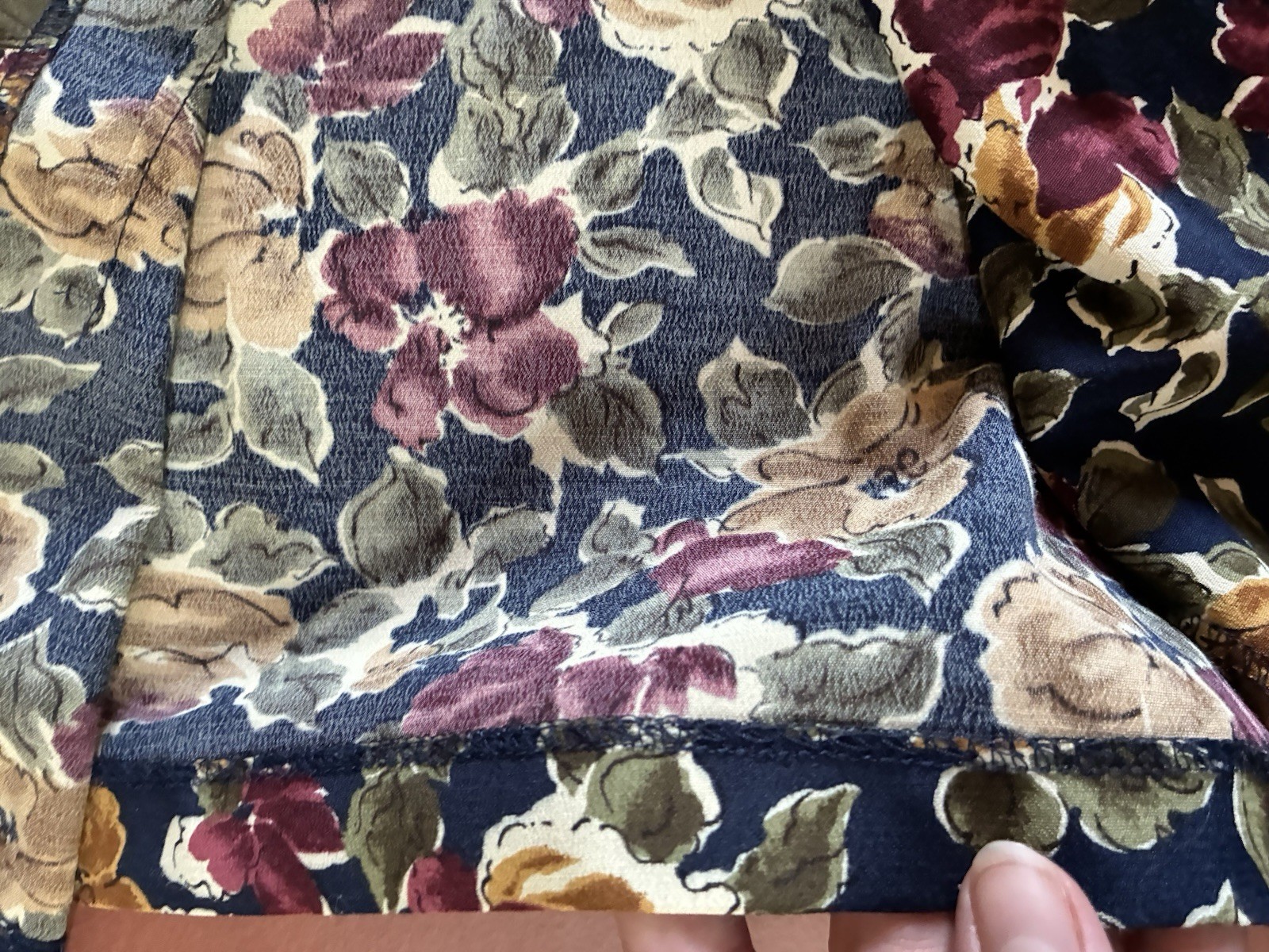 Vintage 90s Wrapper Rayon Navy Floral Double Breasted Jacket Blazer USA Made M