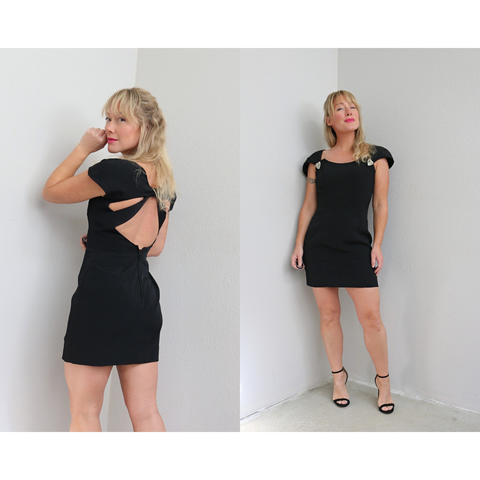 1980’s Vintage Cutout Cocktail Dress ~Women’s XS SM 2 4 6 LBD Little Black Dress