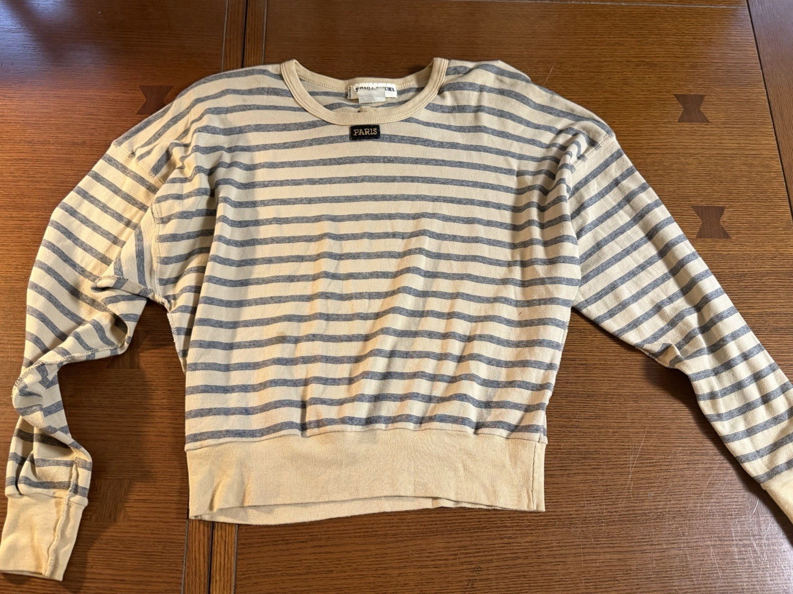 Vintage Sonia Rykiel Paris Striped Pullover Sweatshirt 100% Cotton France M