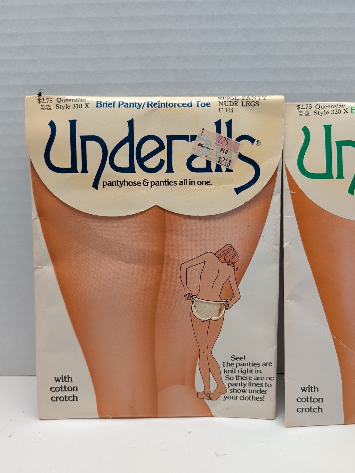 Vtg Underalls Pantyhose Queen 310X Beige Brief & Nude Legs NOS Lot Of 2