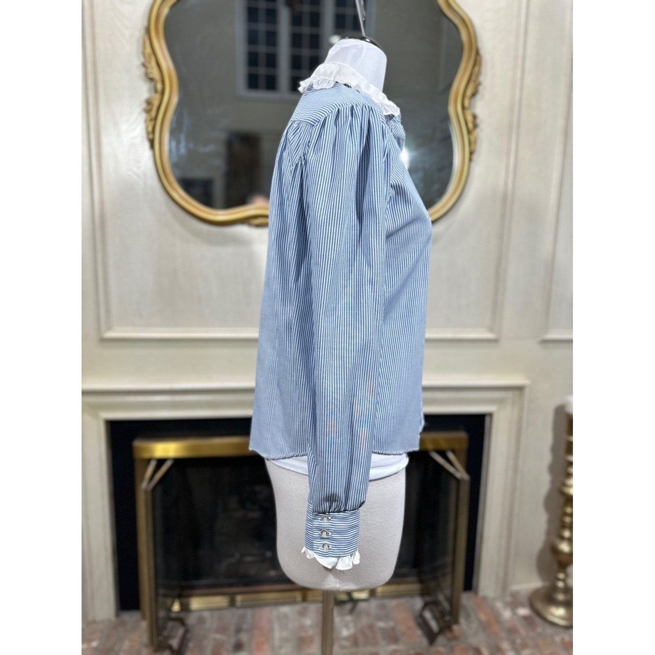 Oak Hill Shirt Size 14 Blue Striped Vintage Coquette Grandmacore