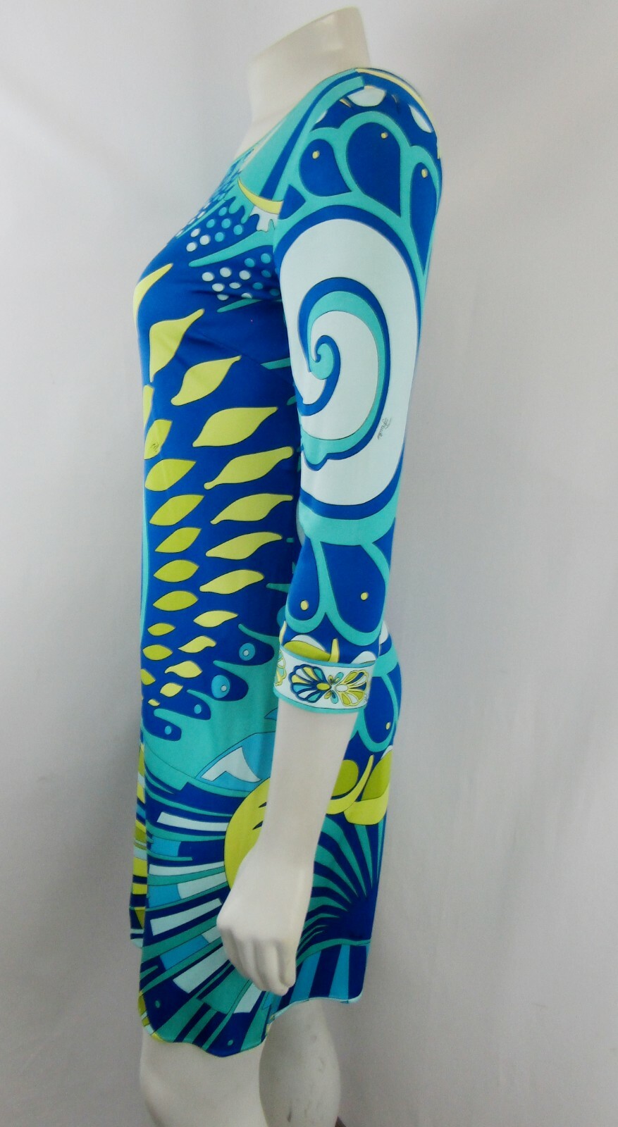 EMILIO PUCCI Dress 4 Multi Color Abstract Logo Jersey Silk Psychedelic 34 XS VTG