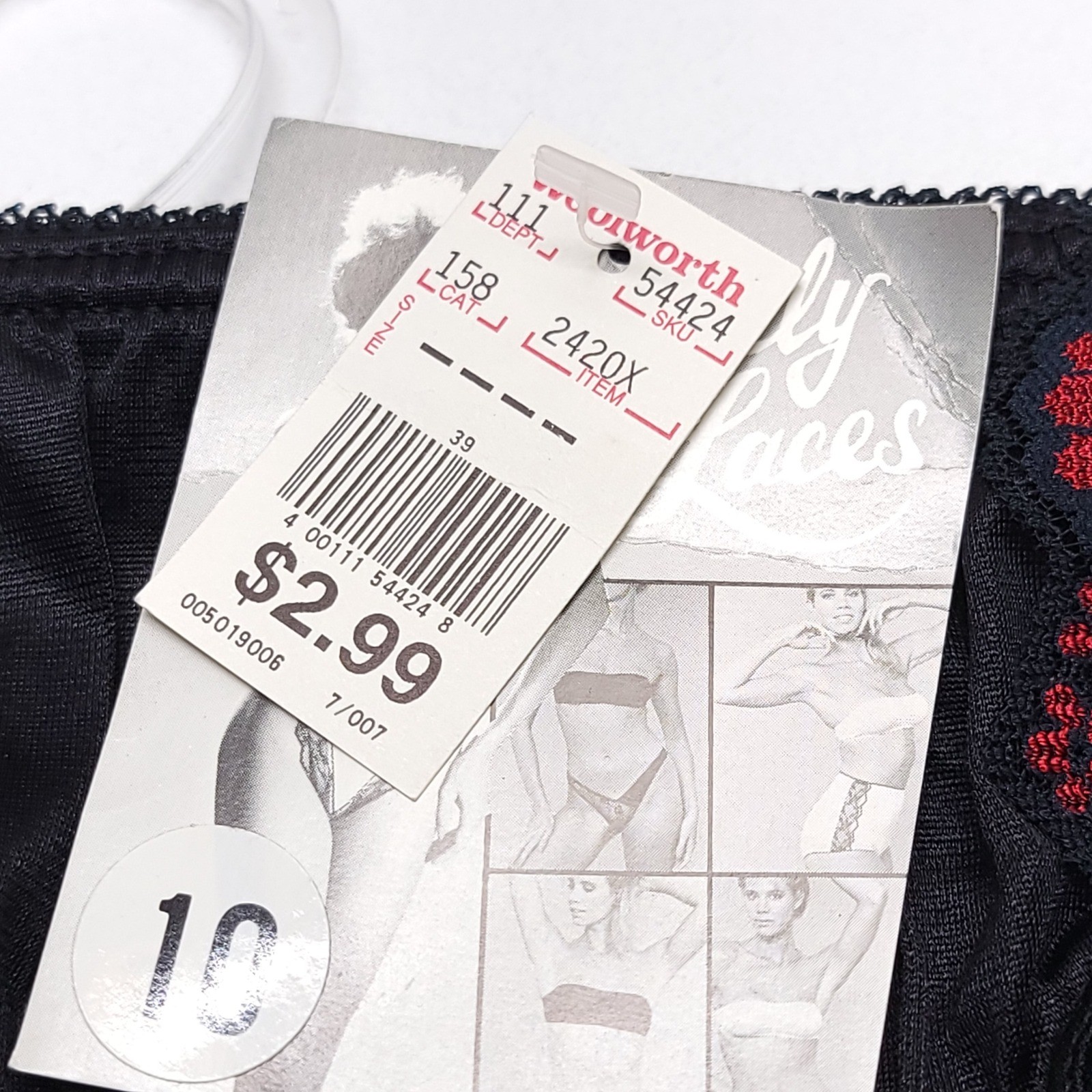 Vintage Nantucket Industries Black Red Lace High Cut Brief Panties Size 10 NOS