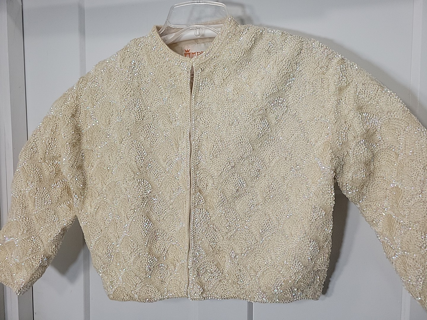 1960 Express Hong Kong Sequin Wool Cardigan Sweater Empress Hong Kong Rare VTG