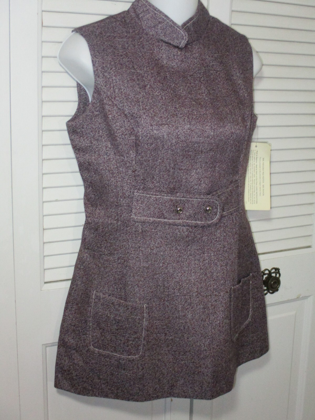 Vtg. NOS Jerell Of Texas The Trevira Era Heathered Plum Mini Dress 9