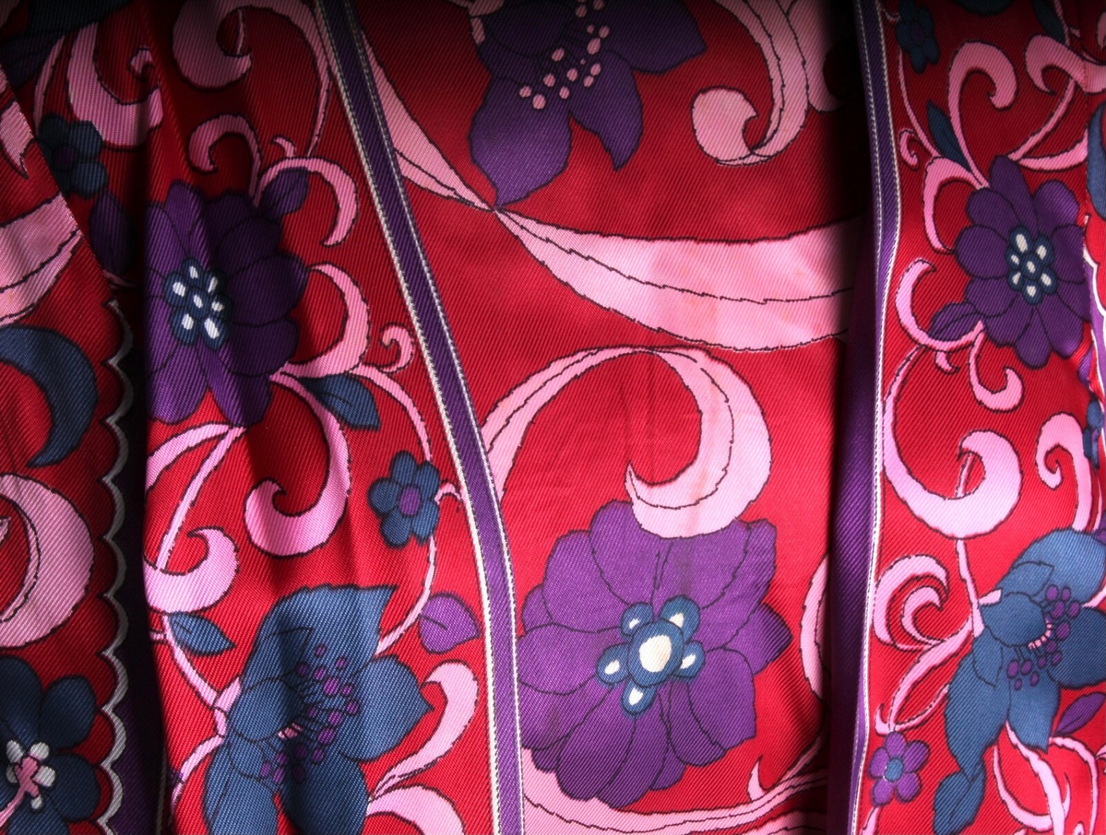 VTG 1970s Diana Dean Hostess Gown Julius Lonschein Fleurs de Musee Fabric M/L
