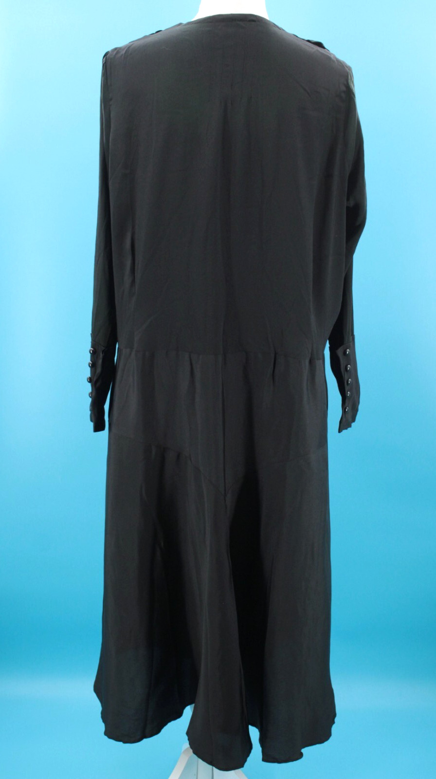 VTG Women’s 20s Black Button Front Drop Waist Dress Sz M 1920s Gown