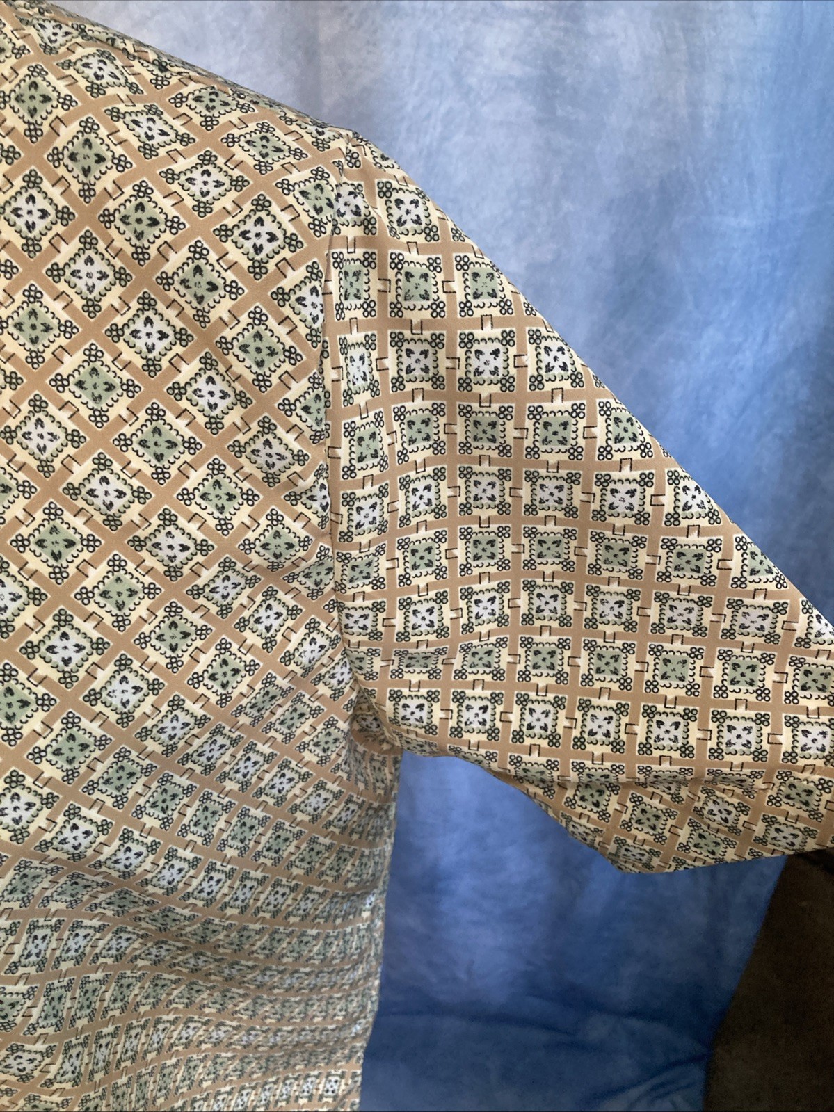 Vtg 90s Notations Geometric Tile Blouse Earth Tone Mod Career Shell Top Retro