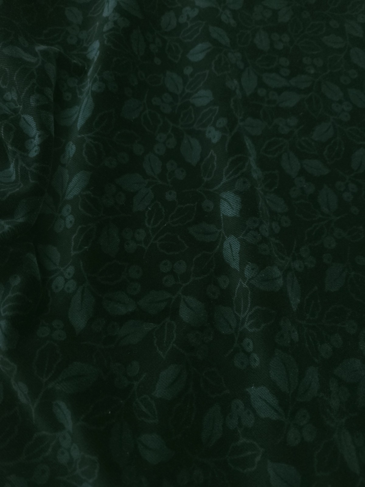 LL Bean Velvet Dress Vintage 1990s Dark Green Holly Berries Women’s M