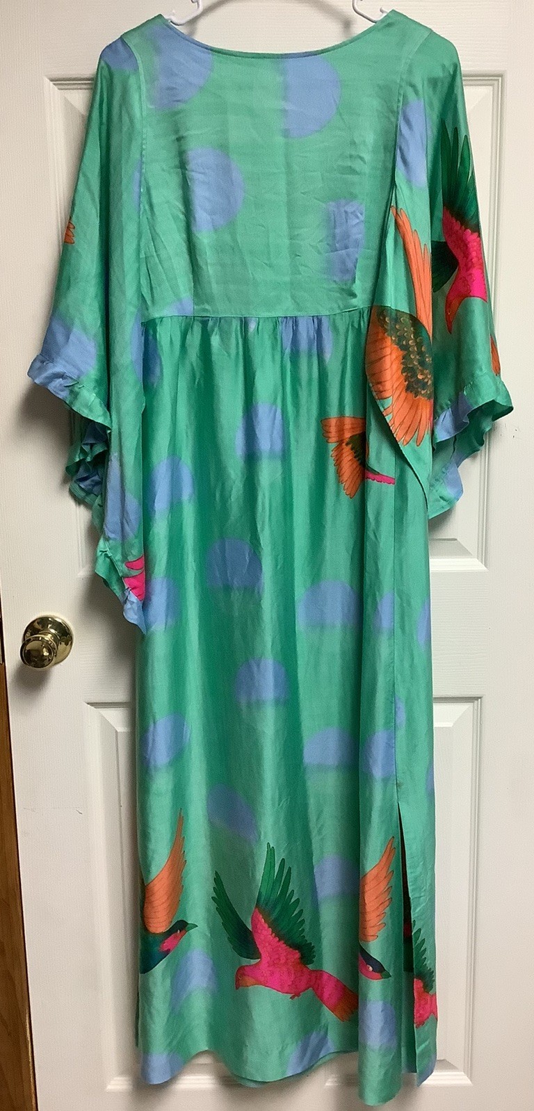 Vtg Hanae Mori Couture Japan Exotic Bird 3/4 Moon Motif Dress Wing Sleeves READ