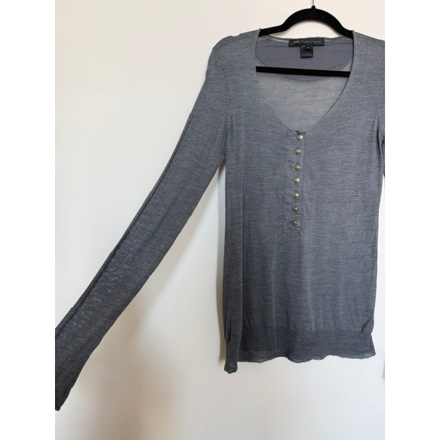 Vintage Marc by Marc Jacobs Sheer Silk Henley Top | Size Medium | Y2K Long Slv