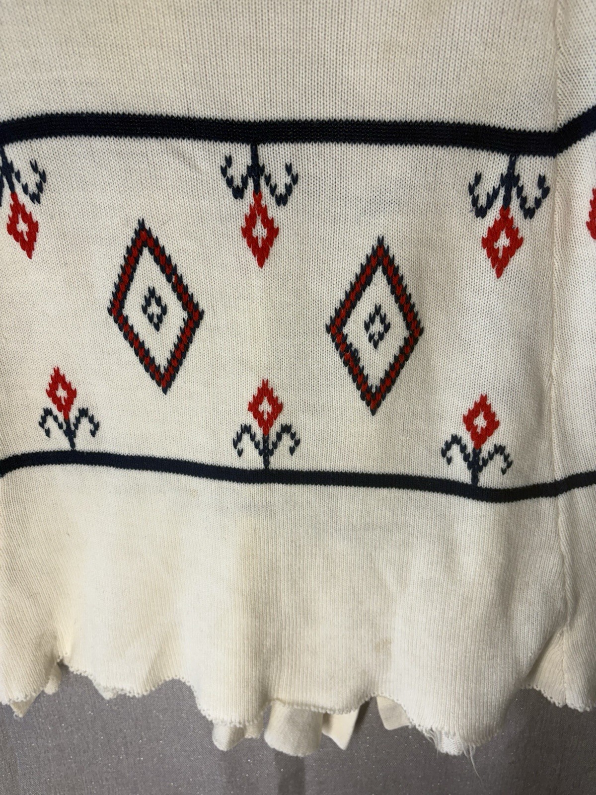 vintage womens poncho top Project Piece. Has Some Stains Missing Buttons Hem Out