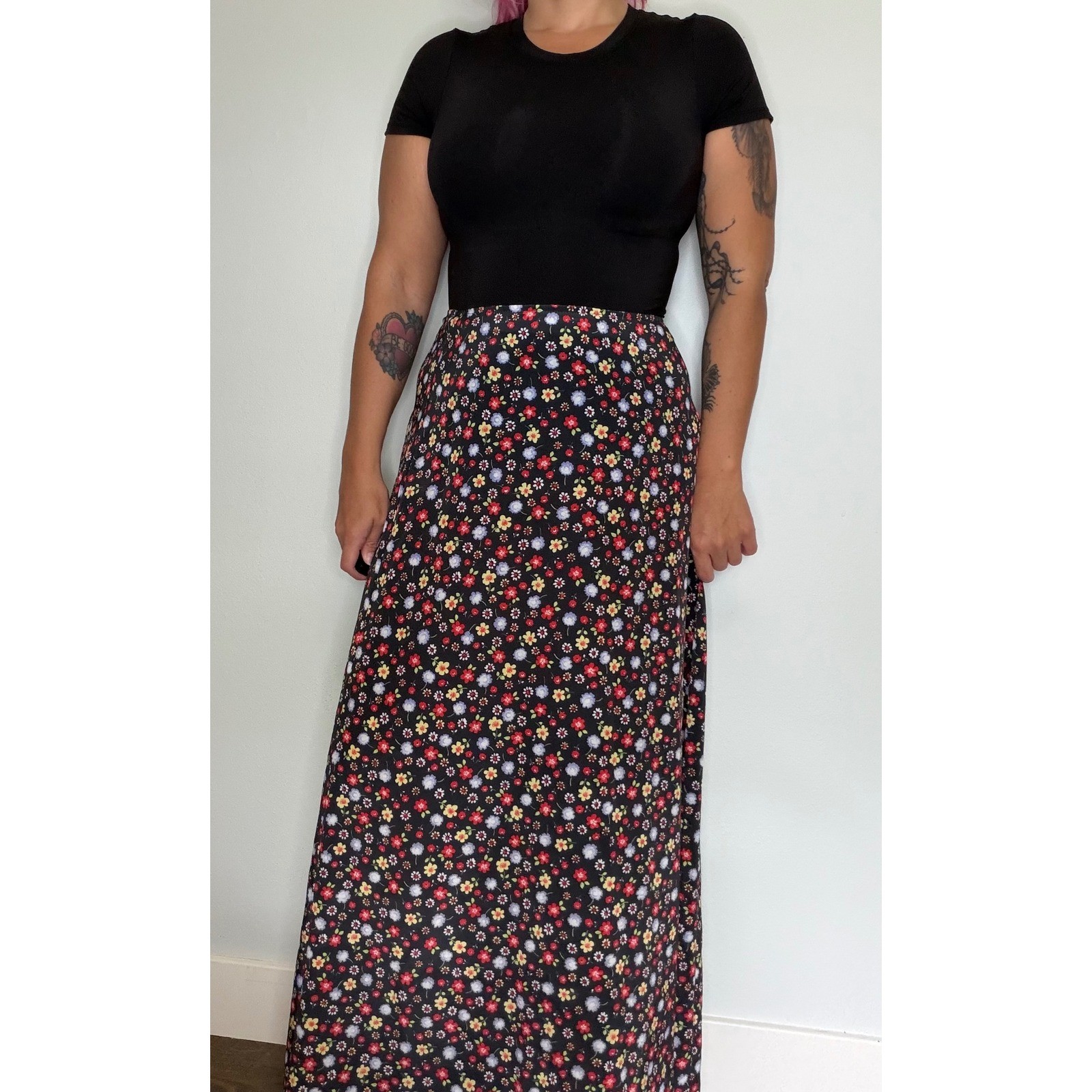 Vintage 80’s-90’s – Floral Midi Maxi Straight Skirt Cottagecore Whimsy