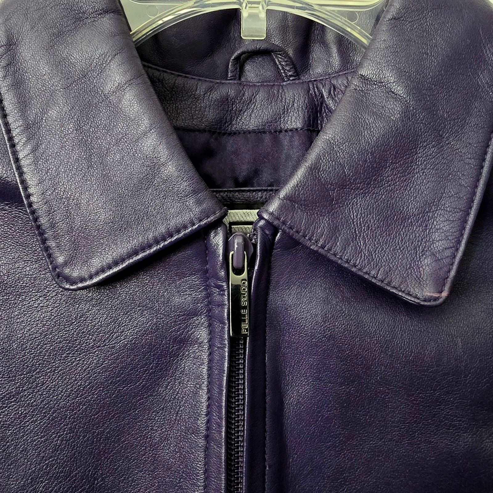 Vintage Wilsons Leather Moto Jacket S Women PURPLE Coat Blazer Pelle Studio 90s
