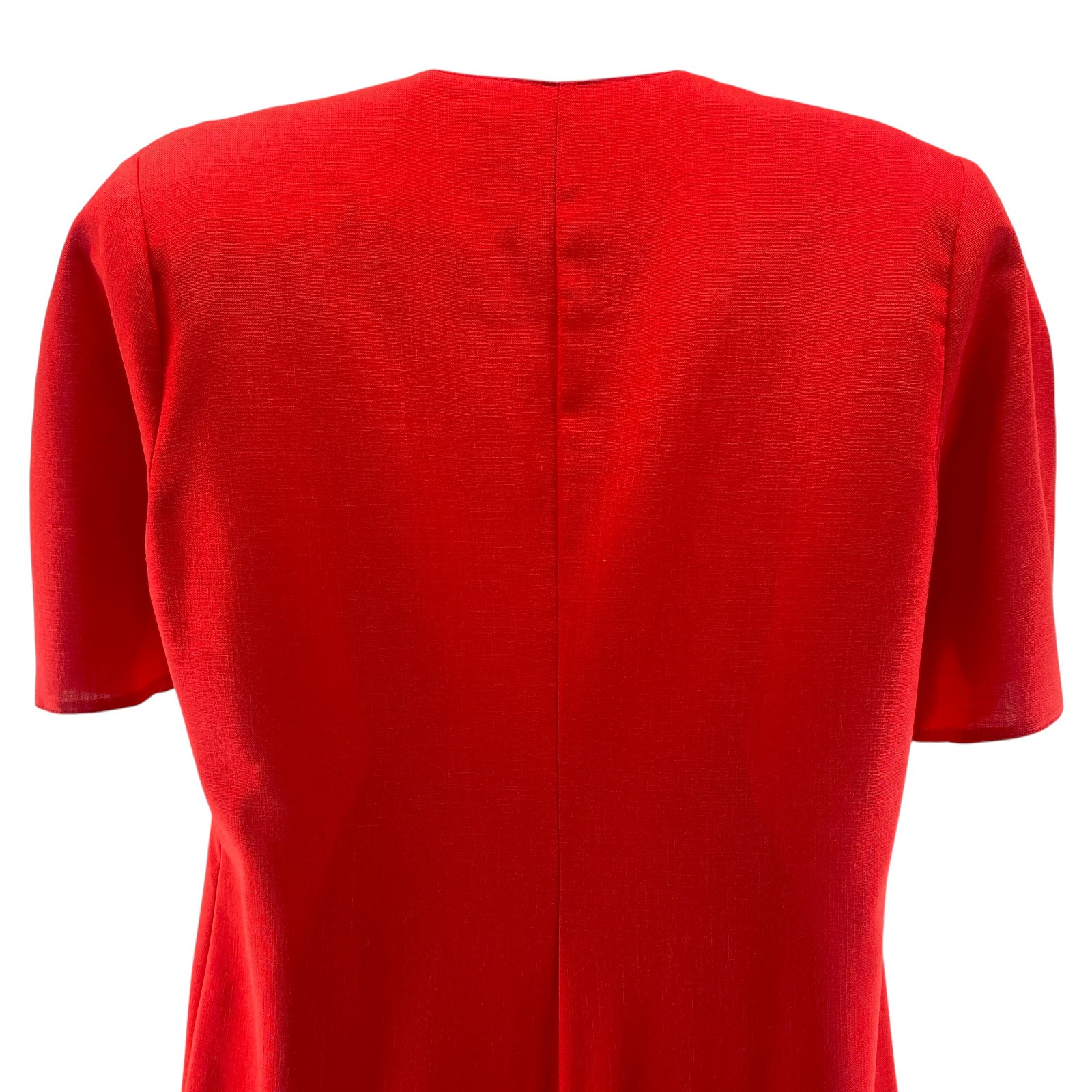 Vintage 1980s Caron Dress Size 12 Lipstick Red Drop Waist Pleated Career Shift