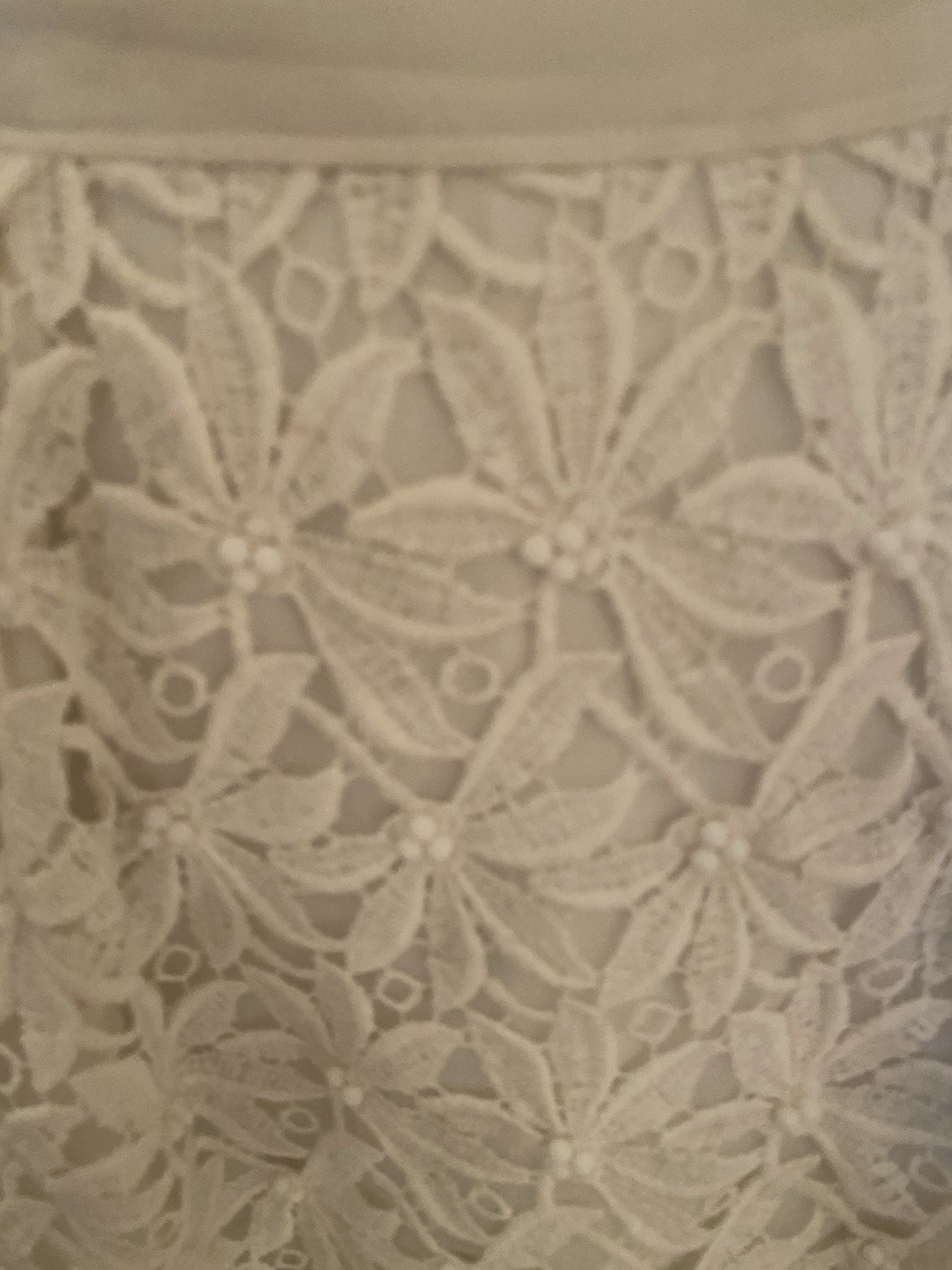 Vtg Soft White/Off White Embroid/Floral Handmade Wedding Dress W/Train-XS