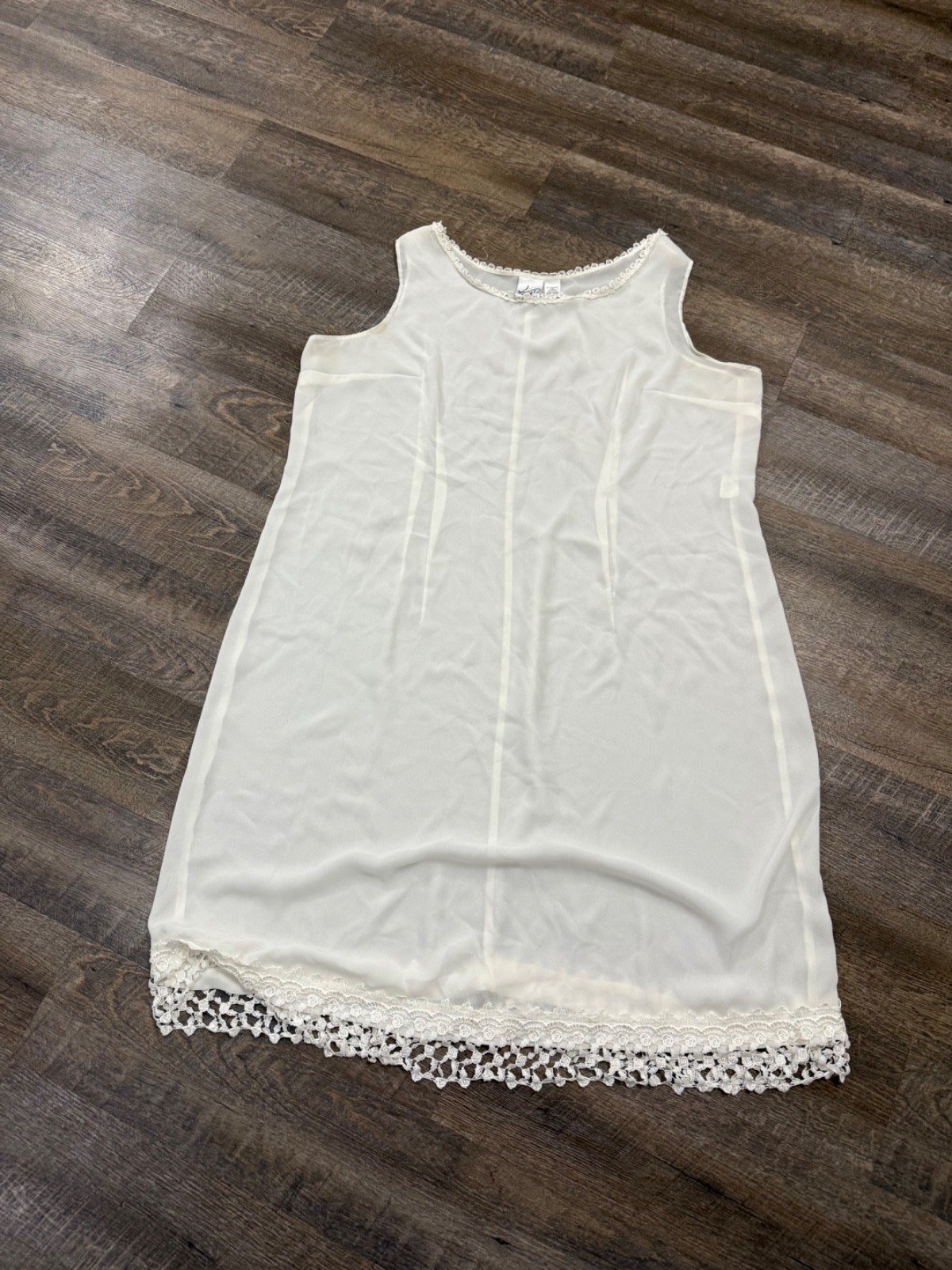 Vintage Katy D Kathryn Deene White Lace Slip Dress—Size 26/28 Made in USA White