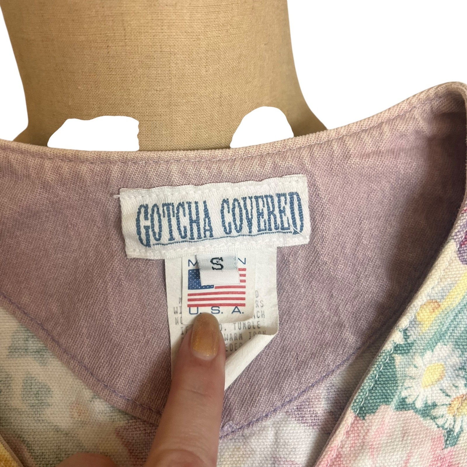 Gotcha Covered Vintage Floral Vest Pink Cotton Granny Core Made in USA Small