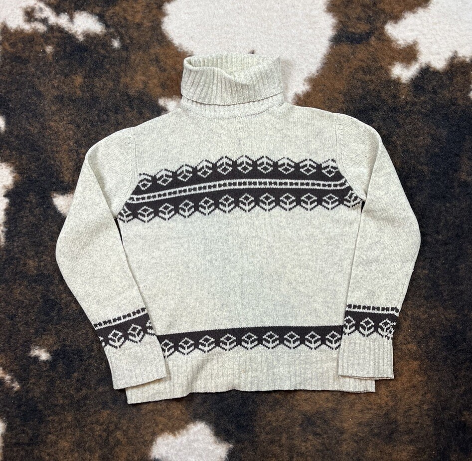 Vintage Fully Fashioned Sweater Shaw Mock Turtle Neck 100% Lamb Wool M @K