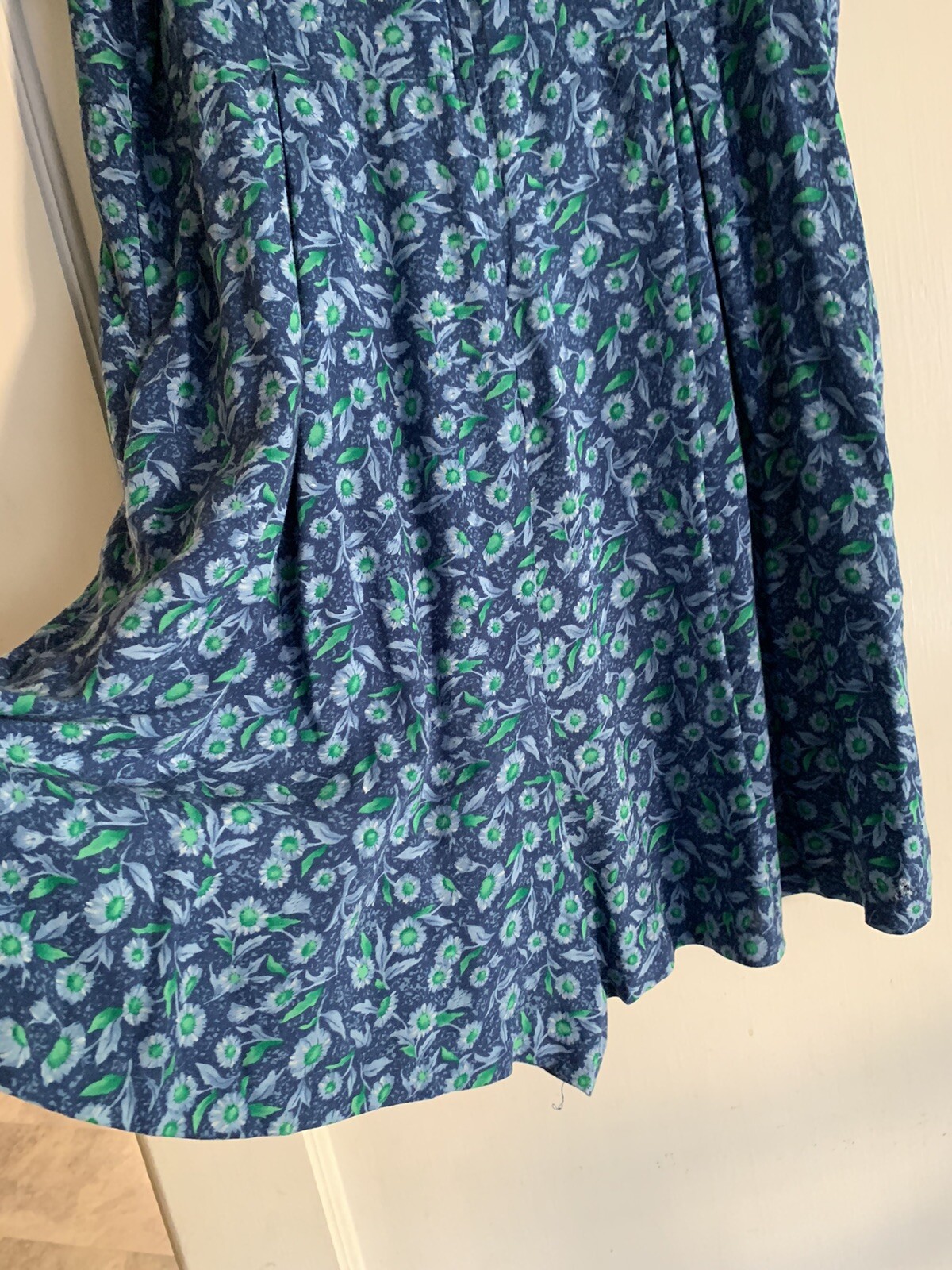 Vintage FADS Jumper Shorts Size 16 One Piece Blue Floral Pattern Pockets Zipper