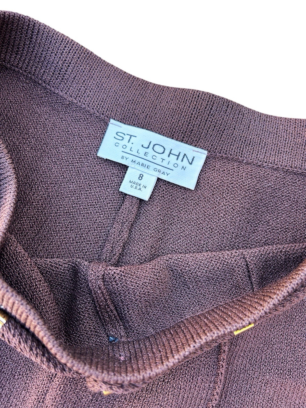 Vintage ST. JOHN MARIE GRAY Brown Knit Logo Slacks Sweater Pants Old Money 8