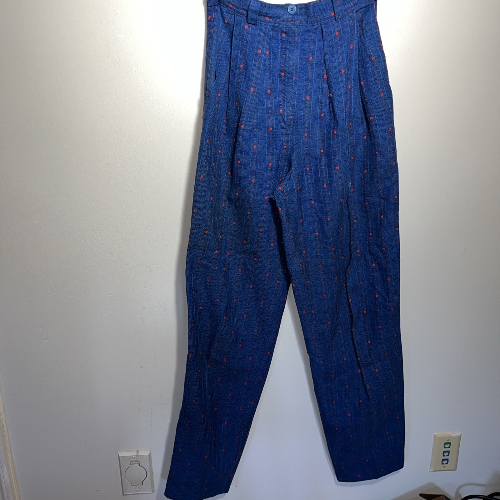 Louis London Blue Missy Pants Pockets And Pleats, Vintage 1980