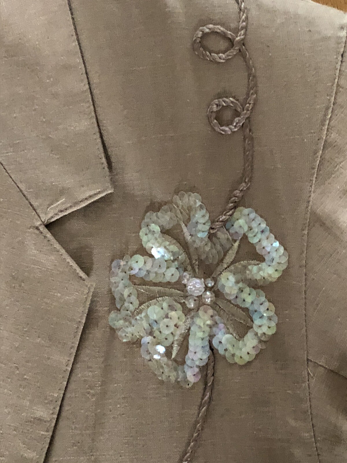VINTAGE LINEN ADOLFO 80s PADDED EMBROIDERED WESTERN SEQUINS BLAZER JACKET SZ M