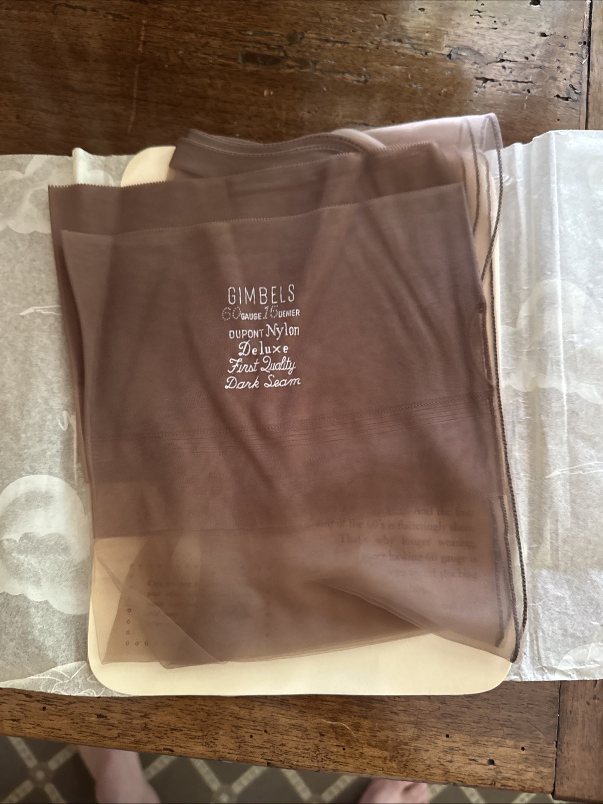 Gimbels FF Nylon Stockings Dark Seams 60 Gauge 15d Sheer Coffee Sz 10 Or 10.5
