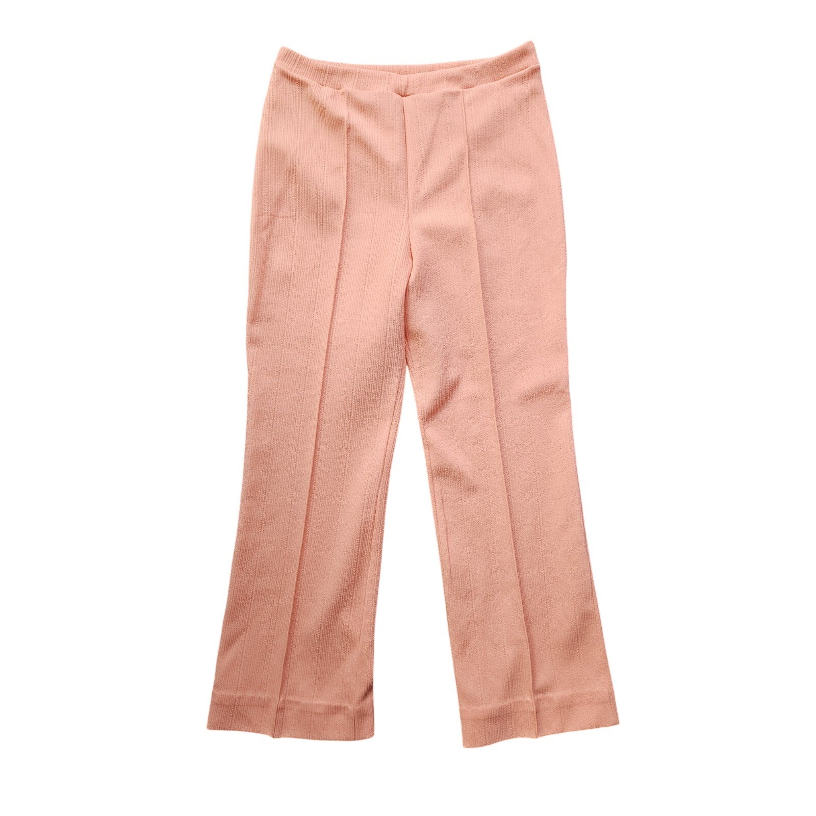 Vintage Fairfield Brookvalley Peach Pink Ribbed Knit Pull On Pants Pintuck 70s