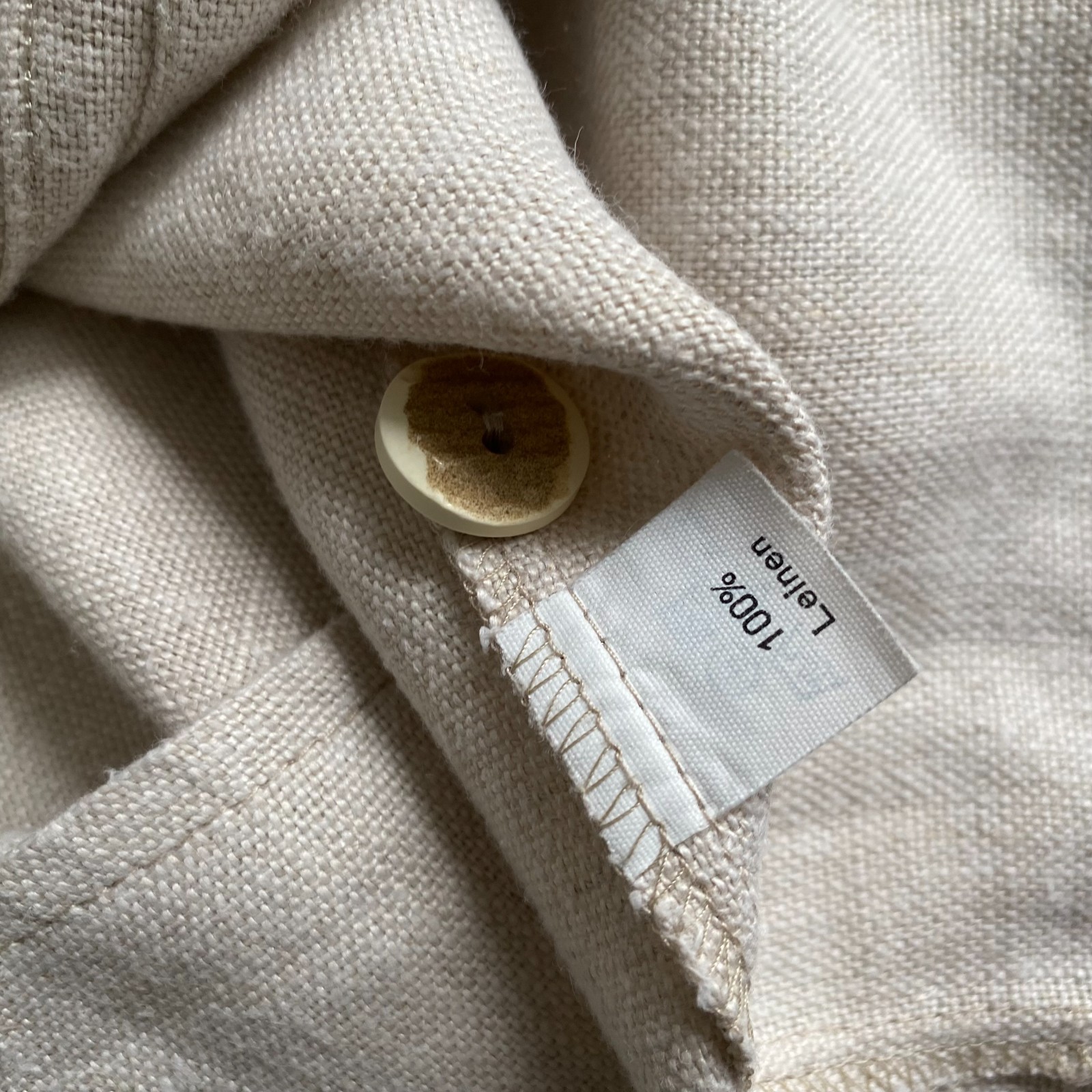 100% Linen Vintage Puff Sleeves Blouse Button Front Bavarian Romantic Folk 42