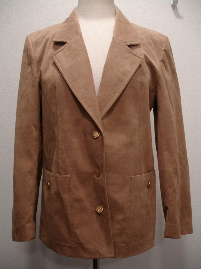 Women’s 12 Vtg 1970’s Count Romi Taupe Ultra-Suede Suit Jacket Blazer Sport Coat