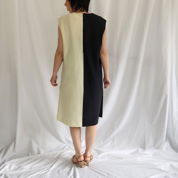 70s Black and Cream Shift Dress