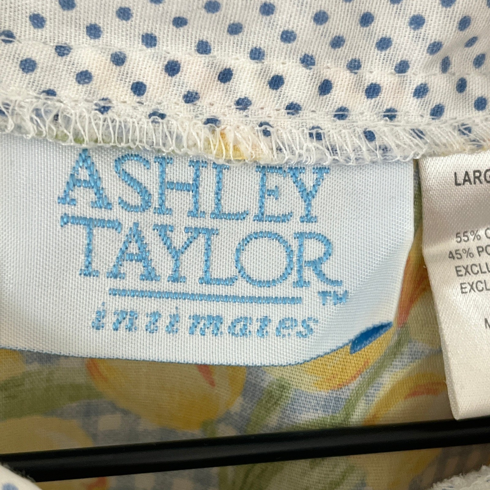 Ashley Taylor Floral Gingham Pearl Snap House Dress Blue Yellow Large Vintage