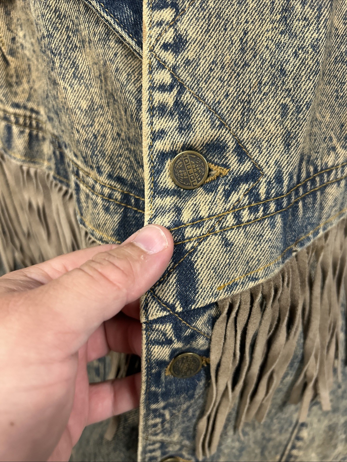 Vintage 70’s 80’s JouJou Denim Fringe Jacket Distressed Grunge Made in USA