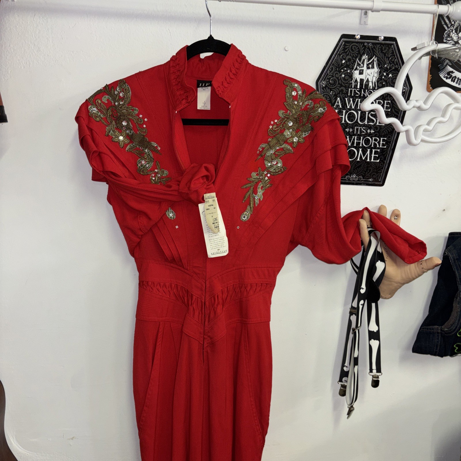 IIF Women’s Vintage 80’s Red Zipper Jumpsuit Made In The USA