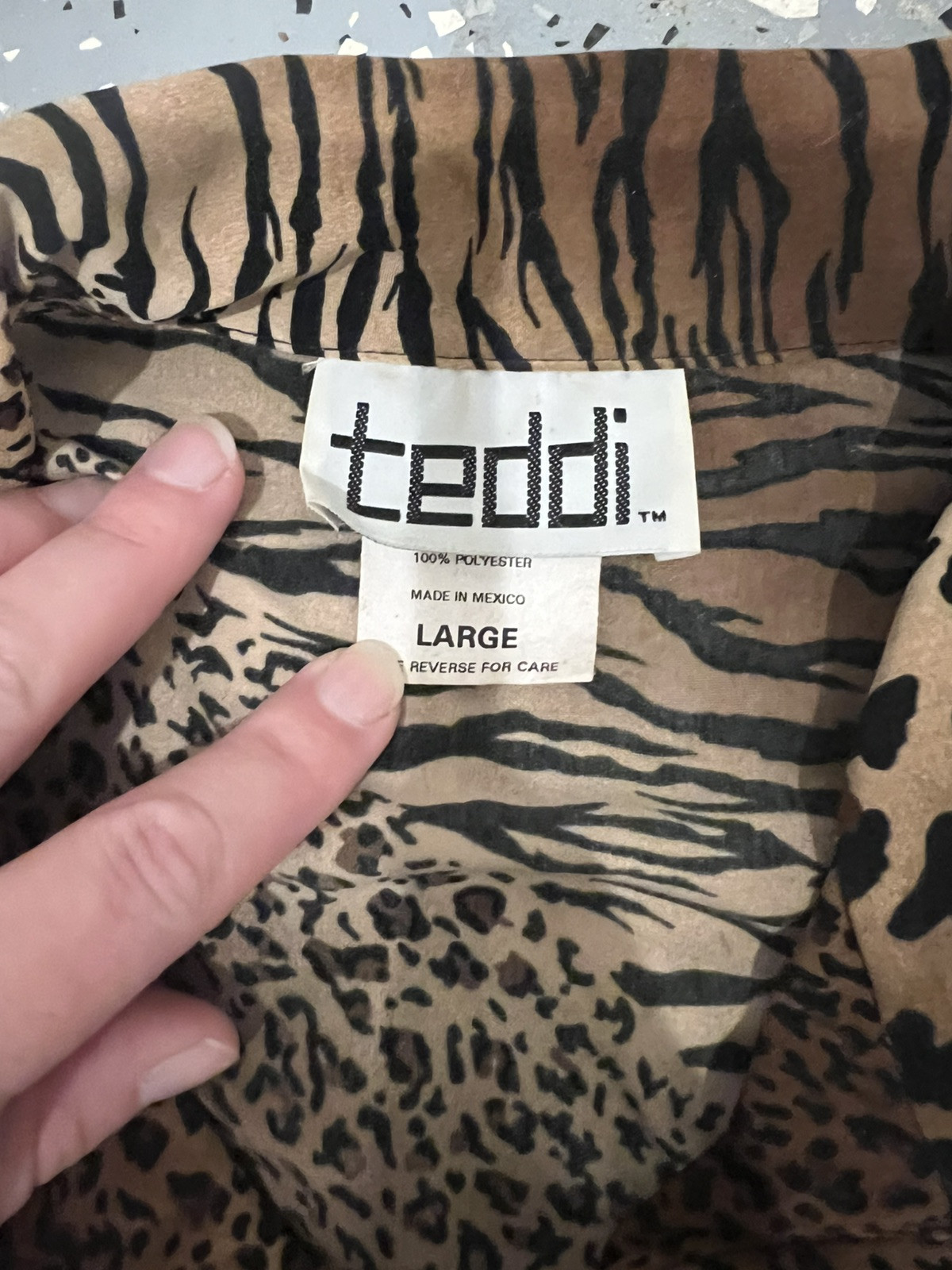70s Teddi Of California Leopard Animal Print Top Blouse Sheer Vintage