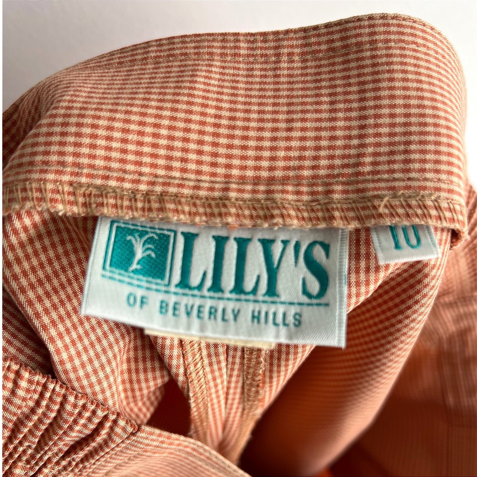 Lily’s of Beverly Hills Vintage Bermuda Shorts Orange Gingham Pleated Size 10